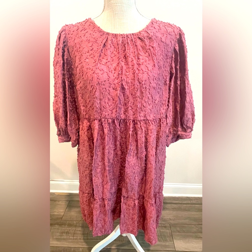 Zara Pink Cotton Dress with Balloon Sleeves